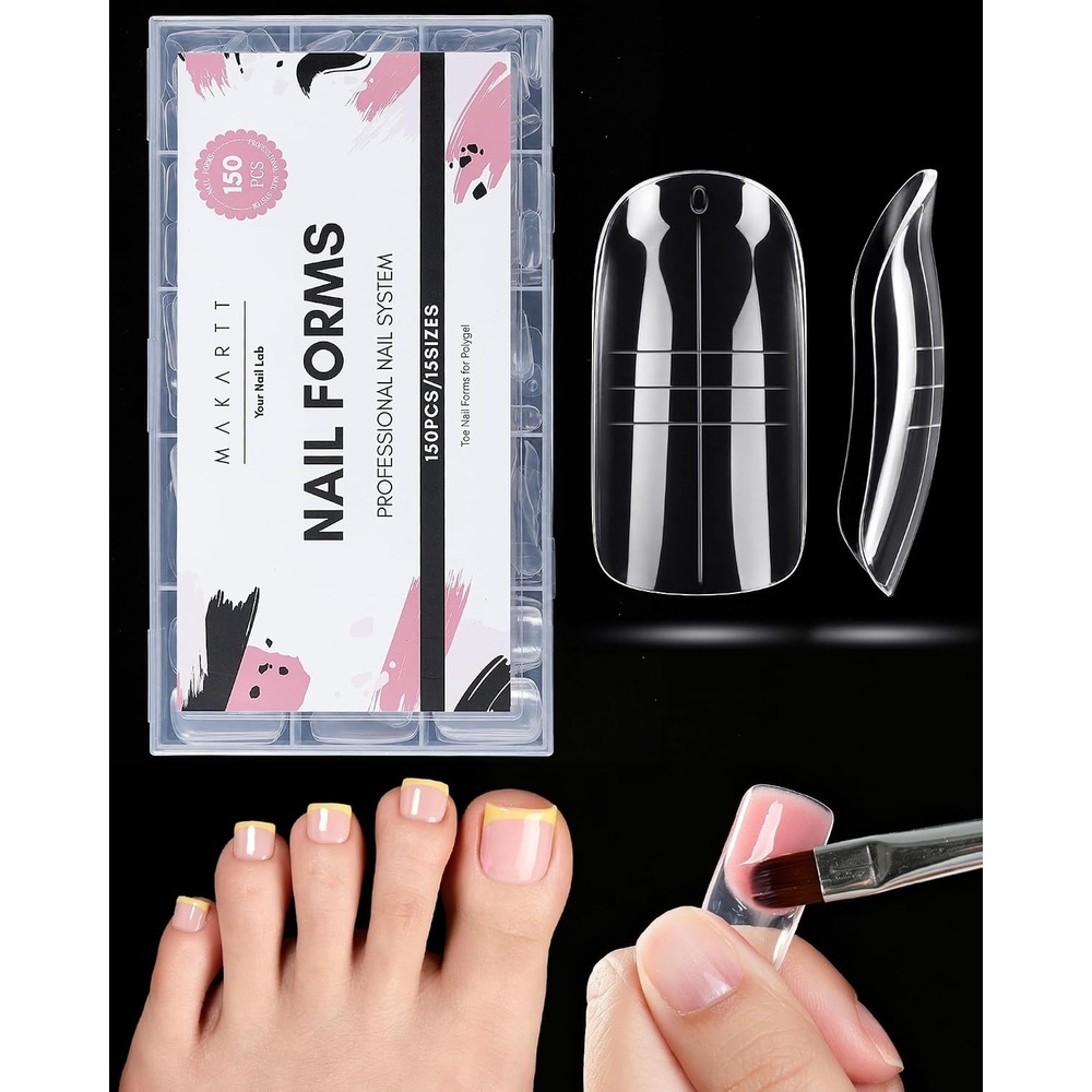 image:imageMakartt Sandwich Dual Nail Forms for Builder and Poly Nail Gel Extensions Long Coffin Top and Bottom Molds Helps Reduce Gel Overflow and Reshaping Reusable Molds 280 PCS 14 Sizes with Guide LinesSquare Toe Dual Forms 150 Pcs