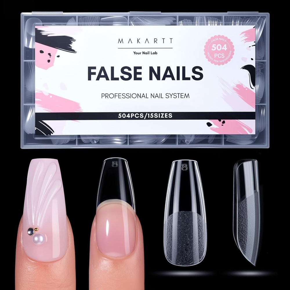 image:imageMakartt Short Square Nail Tips 504 PCS Half Cover Preshaped Acrylic Nail Tips Half Matte 15 Sizes False Nails  Easytogo Nail Extensions Manicure Supplies Salon DIY at HomeA504 PCSmedium coffin