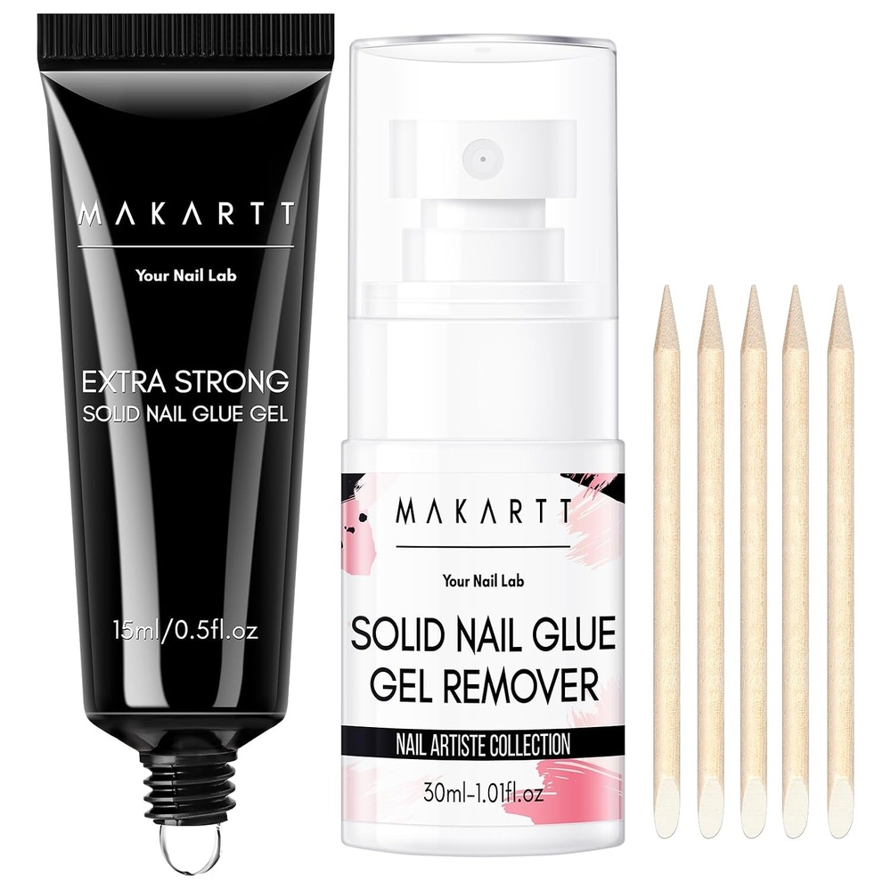 image:imageMakartt Solid Nail Glue Gel Super Strong Nail Glue for Press On amp Acrylic Nails 3D Gel Nails Art Design Long Lasting Clear Adhesive 15ML UV Lamp Cured Ideal for Home Salon DIY UseSolid Nail Glue  Remover