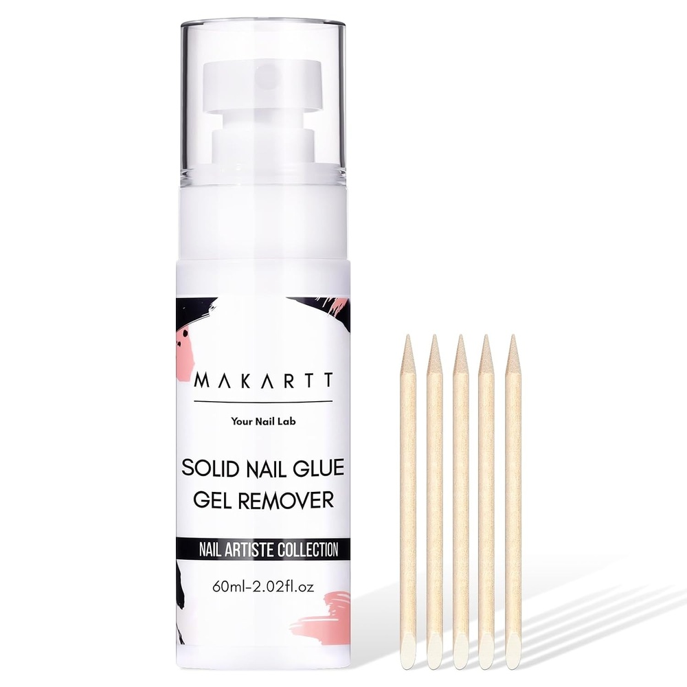 image:imageMakartt Solid Nail Glue Gel for Press on Nails Strong Gel Nail Glue for Fake Nails Long Lasting Clear Hard 3D Sculpting Gels for DIY Home and Salon Use 15ML UV Light CuredSolid Nail Glue Remover 60ML
