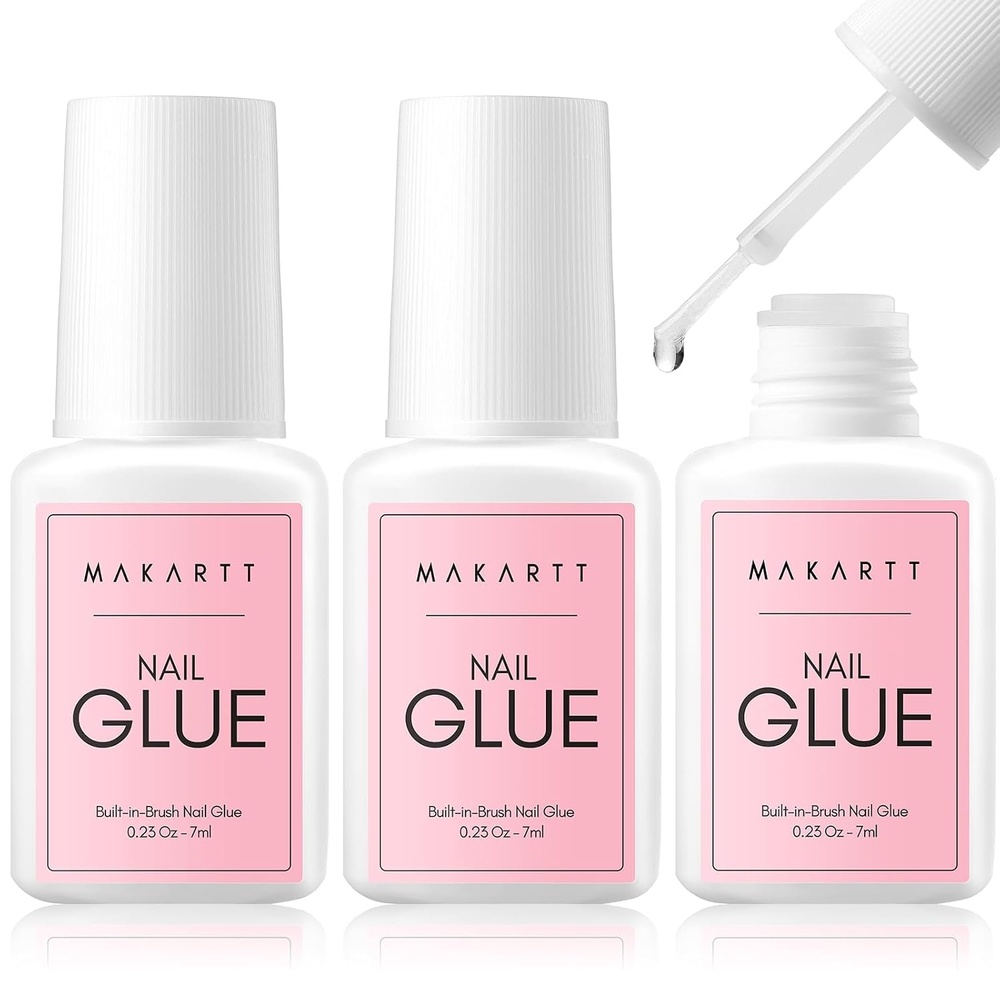 image:imageMakartt Super Strong Nail Glue for Press ons Acrylic Nail TipsFake NailsSalon Quality No UV Needed Brush On Quick Dry Easy Application Durable amp LongLasting Fast Glue False Nails Hema Free023 Fl Oz Pack of 3