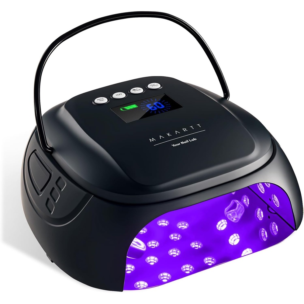 image:imageMakartt UV Nail Lamp  30W Fast Curing UV Light with Handle Rechargeable Cordless Nail Dryer for Gel Nail Polish with 45 Beads Dual Lights 4 Timers LCD Smart Sensor for Nail Art DesignPlating SilverA6 nail lampMatte Black