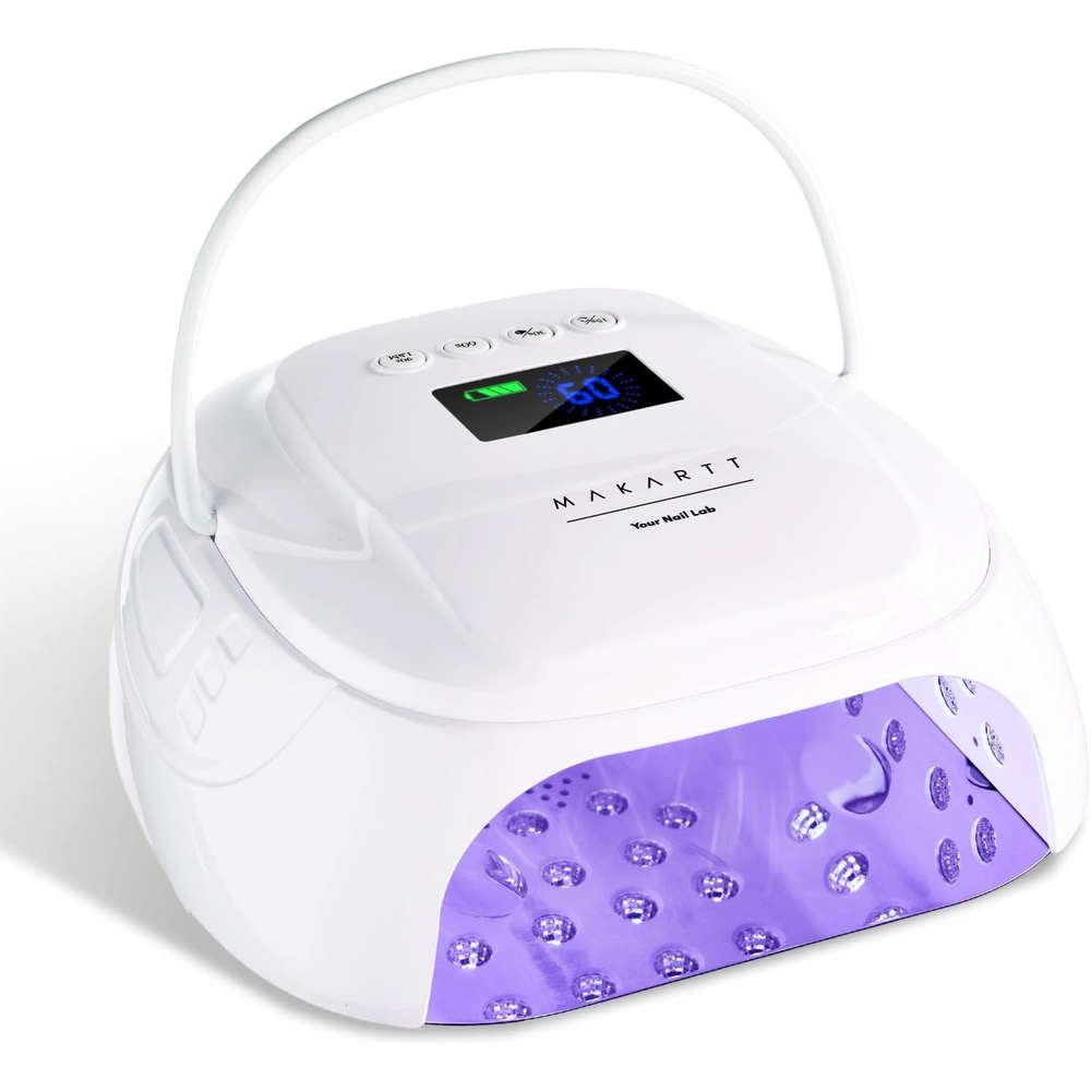 image:imageMakartt UV Nail Lamp  30W Fast Curing UV Light with Handle Rechargeable Cordless Nail Dryer for Gel Nail Polish with 45 Beads Dual Lights 4 Timers LCD Smart Sensor for Nail Art DesignPlating SilverA2 nail lampWhite
