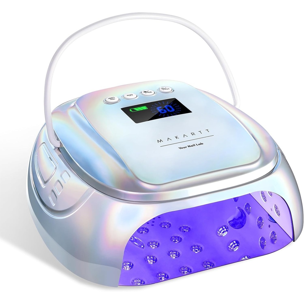 image:imageMakartt UV Nail Lamp  30W Fast Curing UV Light with Handle Rechargeable Cordless Nail Dryer for Gel Nail Polish with 45 Beads Dual Lights 4 Timers LCD Smart Sensor for Nail Art DesignPlating SilverA3 nail lampPlating Silver