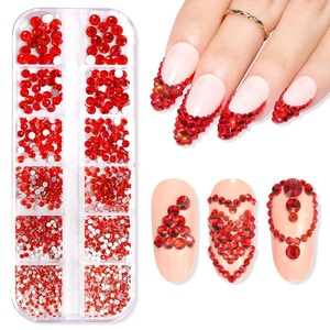 Makartt, 1110 Pcs Rhinestones Set, Black, Round, Multi-Size, Glass or Crystal, for DIY Crafts, Nail Art Supplies Accessories, Christmas Gift(A9- Nail Decoration Red Rhinestone)