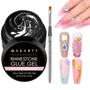 Makartt 3D Gel Nail Art – 30g Sculpting Gel Glue for Drawing, Molding, Sculpture, Gems & Decoration, Clear No-Wipe Gels Polish for DIY Nail Designs(A6-nail rhinestone glue with brush  15g)