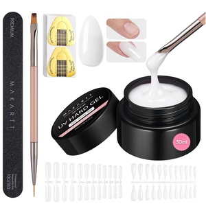 Makartt 3D Gel Nail Art: 4 in 1 Clear Solid Gel Builder for Extension UV Nail Glue for Acrylic Nails Rhinestones 3d Sculpting Gels Hard Gels for Nails UV/LED Nails Lamp Required 15ML 2 Bottles(Milky White Gel Builder Kit)