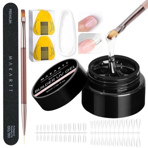 Makartt 3D Gel Nail Art: 4 in 1 Clear Solid Gel Builder for Extension UV Nail Glue for Acrylic Nails Rhinestones 3d Sculpting Gels Hard Gels for Nails UV/LED Nails Lamp Required 15ML 2 Bottles(Clear Gel Builder Kit)
