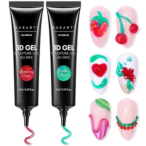 Makartt 3D Gel Nail Art, Sculpting Gel Glue for Drawing, Molding, Sculpture, Gems and Decoration, No Wipe Clear Gel Polish for DIY Nail Designs, 15g(A11-Glistening Cheer&Tinsel Green)