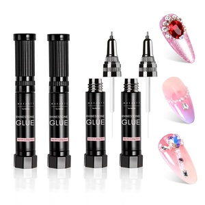 Makartt 3D Gel Nail Art for Sculpting: 3-in-1 Multi-Functional 15g Clear 3D Nail Gel for Molding & Painting Nails Designs, No Wipe Nail Glue for Rhinestones, Chrome Powder & DIY Manicure(A05-nail rhinestones gem grip glue gel  8ml*4)