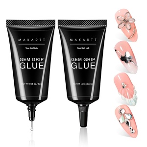 Makartt 3D Gel Nail Art for Sculpting: 3-in-1 Multi-Functional 15g Clear 3D Nail Gel for Molding & Painting Nails Designs, No Wipe Nail Glue for Rhinestones, Chrome Powder & DIY Manicure(A03-nail rhinestone gem glue set 60G)