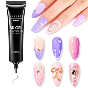 Makartt 3D Gel Nail Art for Sculpting: 3-in-1 Multi-Functional 15g Clear 3D Nail Gel for Molding & Painting Nails Designs, No Wipe Nail Glue for Rhinestones, Chrome Powder & DIY Manicure(A09-15g 3D Nail Gel)