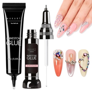 Makartt 3D Gel Nail Art for Sculpting: 3-in-1 Multi-Functional 15g Clear 3D Nail Gel for Molding & Painting Nails Designs, No Wipe Nail Glue for Rhinestones, Chrome Powder & DIY Manicure(A01-nail rhinestone glue set  15ml+8ml)