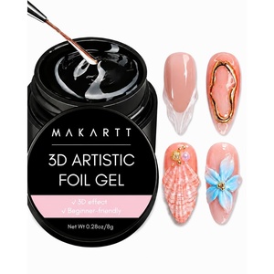Makartt 3D Nail Gel: 8 ml Nail Foil Glue, Transfer Gels Adhesive for Linear, Shell, Ripple & Chrome Nail Powder Art Designs, UV LED Lamp Required(1pc 8ml 3D Foil Nail Gel)