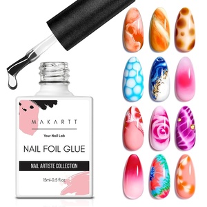 Makartt 3D Nail Gel: 8 ml Nail Foil Glue, Transfer Gels Adhesive for Linear, Shell, Ripple & Chrome Nail Powder Art Designs, UV LED Lamp Required(1pcs 15ml)