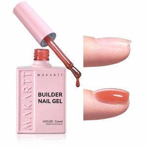 Makartt 8-in-1 Gel Builder for Nails: 15ml Self-Leveling Builder in a Bottle for Nail Strengthen Nude Color Gel Polish and Rhinestone Glue, UV Light Cured Builder Nail Gel for Home User DIY Low Odor(Nude Brown)