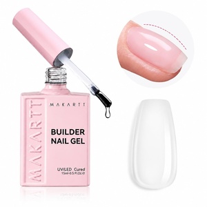 Makartt 8-in-1 Gel Builder for Nails: 15ml Self-Leveling Builder in a Bottle for Nail Strengthen Nude Color Gel Polish and Rhinestone Glue, UV Light Cured Builder Nail Gel for Home User DIY Low Odor(Clear)