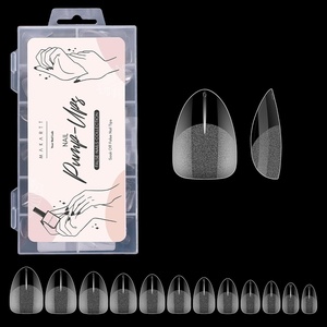 Makartt Almond Nail Tips: 500pcs Medium Pre-buffed Full Cover Clear Press on Nails 10 Sizes Soak Off Soft Gel Nail Tips Extension Professional Acrylic Fake Nails No Crease False Nail Salon DIY Art(A07-Extra Short Almond-120PCS)
