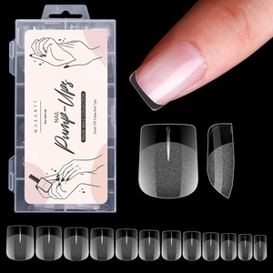 Makartt Almond Nail Tips: 500pcs Medium Pre-buffed Full Cover Clear Press on Nails 10 Sizes Soak Off Soft Gel Nail Tips Extension Professional Acrylic Fake Nails No Crease False Nail Salon DIY Art(A08-Extra Short Square-120PCS)
