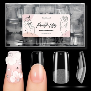 Makartt Almond Nail Tips: 510pcs Full Cover Extra Short Fake Nails, 15 Sizes Soft Gel Half Matte Pre-shape Soak Off for Press on Nails DIY for Extension No Crease Acrylic Nail Manicure Salon Home(Medium Square Nails)
