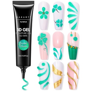 Makartt Blooming Gel & 3D Gel Nail Art Kit: Clear DIY Nail Art Supplies for Watercolor Marble Spreading Effect & 3D Drawing Molding Sculpture Gems and Decoration, UV LED Soak Off 15ml(A12-Tinsel Green)