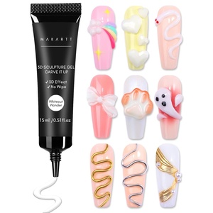 Makartt Blooming Gel & 3D Gel Nail Art Kit: Clear DIY Nail Art Supplies for Watercolor Marble Spreading Effect & 3D Drawing Molding Sculpture Gems and Decoration, UV LED Soak Off 15ml(A06-Whiteout Wonder)
