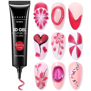 Makartt Blooming Gel & 3D Gel Nail Art Kit: Clear DIY Nail Art Supplies for Watercolor Marble Spreading Effect & 3D Drawing Molding Sculpture Gems and Decoration, UV LED Soak Off 15ml(A10-Glistening Cheer)