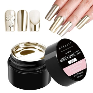 Makartt Chrome Gel Nail Polish: 8ml Metallic Gel Nail Polish, Gold 3D Metal Painting Gel for Nail Art Soak off UV/LED Glossy Mirror Effect Nail Glue Gel for Home Salon DIY Manicure(Gold Mirror Shine Gel)