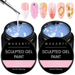 Makartt Chrome Gel Nail Polish: 8ml Metallic Gel Nail Polish, Gold 3D Metal Painting Gel for Nail Art Soak off UV/LED Glossy Mirror Effect Nail Glue Gel for Home Salon DIY Manicure(2pcs Clear Painting Gel)