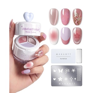 Makartt ColorPot 5-in-1 Nail Art Gel: 3 Colors Gel Nail Polish No Wipe with Nail Stamp for Stamping, Ombre Patting, Painting, Sculpting & French Tips with Silicone Head for Manicure Home DIY Salon(Blush Fade)