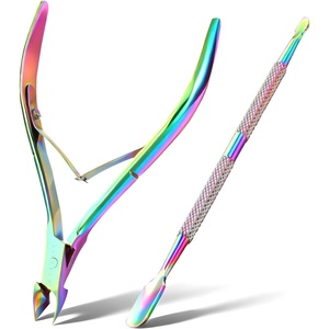 Makartt Cuticle Trimmer with Cuticle Pusher – Stainless Steel Cuticles Nipper with Dual Spring, Ergonomic Handle, 7mm Blade & Dual-Ended Pusher for Nail Care & Gel Removal, Pink(Multi-colored)
