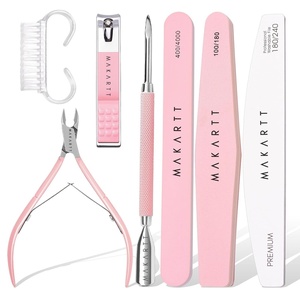 Makartt Cuticle Trimmer with Cuticle Pusher, Silver Nail Trimmer Nail Care Manicure and Pedicure Kit with Stainless Steel Cuticle Nipper and Dual End Nail Pushers for Home Salon Use (Pack of 3 PCS)(Pink-7pcs)