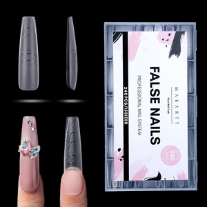 Makartt Extra Short Almond Nail Tips: 240PCS, 15 Sizes, Half Matte, Clear Fake Nails – Full Cover Soft Acrylic Press On Nail Extensions Supplies Salon and Home DIY for Flat & Natural Nail Beds(240 PCS-XXL Coffin)