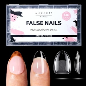 Makartt Extra Short Almond Nail Tips: 240PCS, 15 Sizes, Half Matte, Clear Fake Nails – Full Cover Soft Acrylic Press On Nail Extensions Supplies Salon and Home DIY for Flat & Natural Nail Beds(240 PCS-Extra Short Almond)