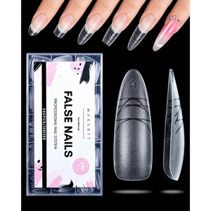 Makartt Extra Short Almond Nail Tips: 240PCS, 15 Sizes, Half Matte, Clear Fake Nails – Full Cover Soft Acrylic Press On Nail Extensions Supplies Salon and Home DIY for Flat & Natural Nail Beds(240 PCS-Long Almond)