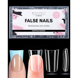 Makartt Extra Short Almond Nail Tips: 240PCS, 15 Sizes, Half Matte, Clear Fake Nails – Full Cover Soft Acrylic Press On Nail Extensions Supplies Salon and Home DIY for Flat & Natural Nail Beds(240 PCS-Duck Nail Tips)