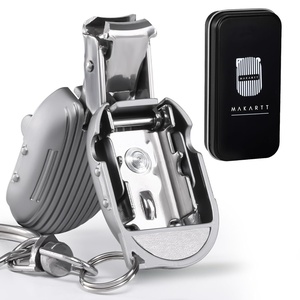 Makartt Foldable Nail Clipper, Stainless Steel Mini Nail Cutter with Keyring, Portable Fingernail Trimmer for Manicure, Travel Kit (Silver)(Silver-Suitcase Shape)