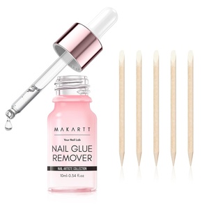 Makartt Hema-Free Nail Glue Remover for Press on Nails, Quick Debonder with 5 wooden sticks, Easy with a Dropper, Updated Formula with Vitamin E, Acetone-free for Fake Nails,Semicure Stickers 10 ml(0.36 Fl Oz (Pack of 1))