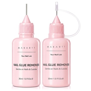 Makartt Jojoba Oil Nail Glue Remover for Press On Nails, Acetone-Free, Gentle At-Home Remover for Regular Glue, Semi and Solid Glue Gel, 30ML Kit with Pusher, Stick and Mini Buffer,Hema-Free(30ML Nail Glue Remover(Pack of 2))