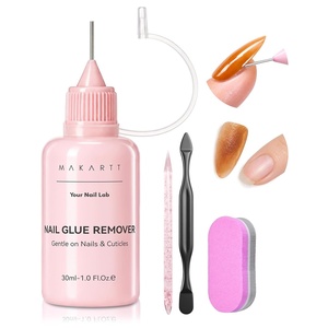 Makartt Jojoba Oil Nail Glue Remover for Press On Nails, Acetone-Free, Gentle At-Home Remover for Regular Glue, Semi and Solid Glue Gel, 30ML Kit with Pusher, Stick and Mini Buffer,Hema-Free(30ML Nail Glue Remover(Pack of 1))