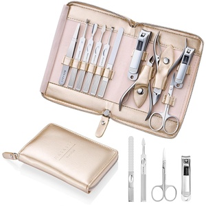 Makartt Manicure Kit: Professional Nail Care Clippers Set – 11 pcs Stainless Steel Tavel Women Men Fingernail Grooming Tool with Portable Brown Leather Case(Rosy Gold)