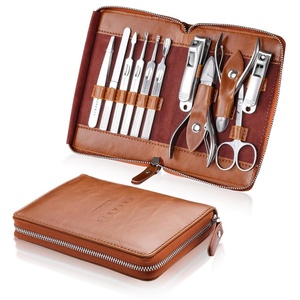 Makartt Manicure Kit: Professional Nail Care Clippers Set – 11 pcs Stainless Steel Tavel Women Men Fingernail Grooming Tool with Portable Brown Leather Case(Brown)