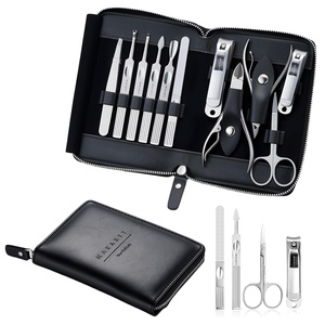 Makartt Manicure Kit: Professional Nail Care Clippers Set – 11 pcs Stainless Steel Tavel Women Men Fingernail Grooming Tool with Portable Brown Leather Case(Black)