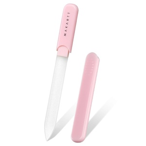 Makartt Nail Files: Glass Nail Files for Natural Nails, Double-Sided Reusable Sandblasted Fingernail Buffers with Case for Shape & Smooth Finish, Portable Manicure Gift Set, 3pcs Pink Green Blue(1pc Pink glass nail file)