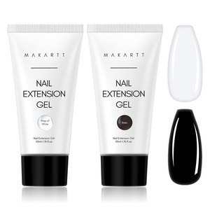 Makartt Poly Nail Gel Kit, 2PCs 50ML Clear & Nature Pink Colors, Large Capacity Poly Extension Nail Gel Kit, Strong Builder for Extension, 3D Diy Hard Gels Manicures Home Salon(2 Colors Black and Milky White)