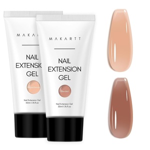 Makartt Poly Nail Gel Kit, 2PCs 50ML Clear & Nature Pink Colors, Large Capacity Poly Extension Nail Gel Kit, Strong Builder for Extension, 3D Diy Hard Gels Manicures Home Salon(2 Colors Light Nude and Dark)