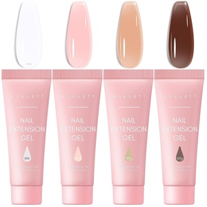 Makartt Poly Nail Gel Set – 4 Fall ColorsStrong Builder for Extension Overlay Strengthener 3D Diy, Multifunctional, Long-lasting for Nails French Manicures Home Salon White Pink Nude Brown(White Nude Colors)