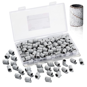 Makartt Sanding Bands for Nail Drill – 100 Pcs Nail File Sanding Bands for Drill Bits #120 Medium Grits for Acrylic Nails Gel Removing and Shaping, Upgrade Thicker Durable Sanding Drill Bit, Pink(White)