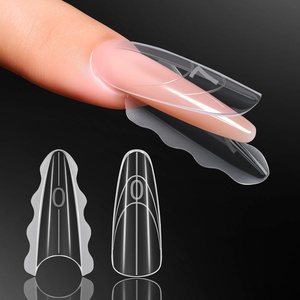 Makartt Sandwich Dual Nail Forms for Builder and Poly Nail Gel Extensions, Long Coffin Top and Bottom Molds, Helps Reduce Gel Overflow and Reshaping, Reusable Molds 280 PCS 14 Sizes with Guide Lines(Long Almond 280 Pcs)