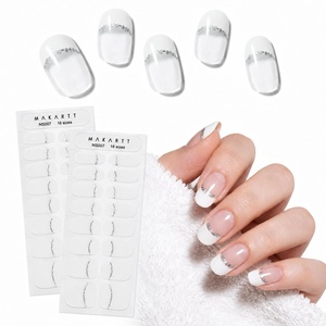 Makartt Semi Cured Gel Nail Strips Kit 2 Packs – Real Gel, HEMA & TPO Free, 16 Sizes Anti-Lift Fit, UV Light Required, Salon Quality, Long Lasting, Includes Dual-Ended Tool & Prep Kit (Crystal Clear)(White French Tip)
